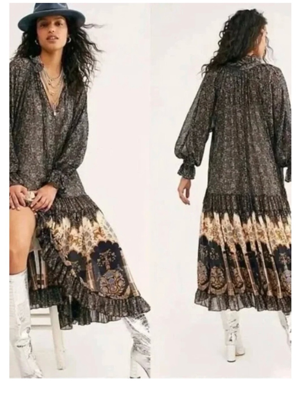 NWT Boho Free People Floral Tiered Maxi Dress